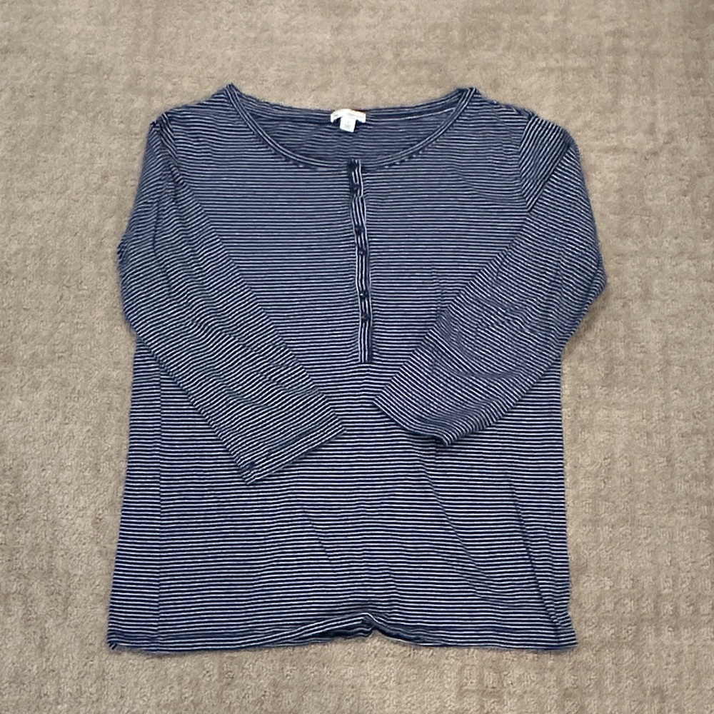 Gap Navy Striped Buttoned Top